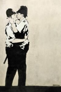 Banksy kissing Copper